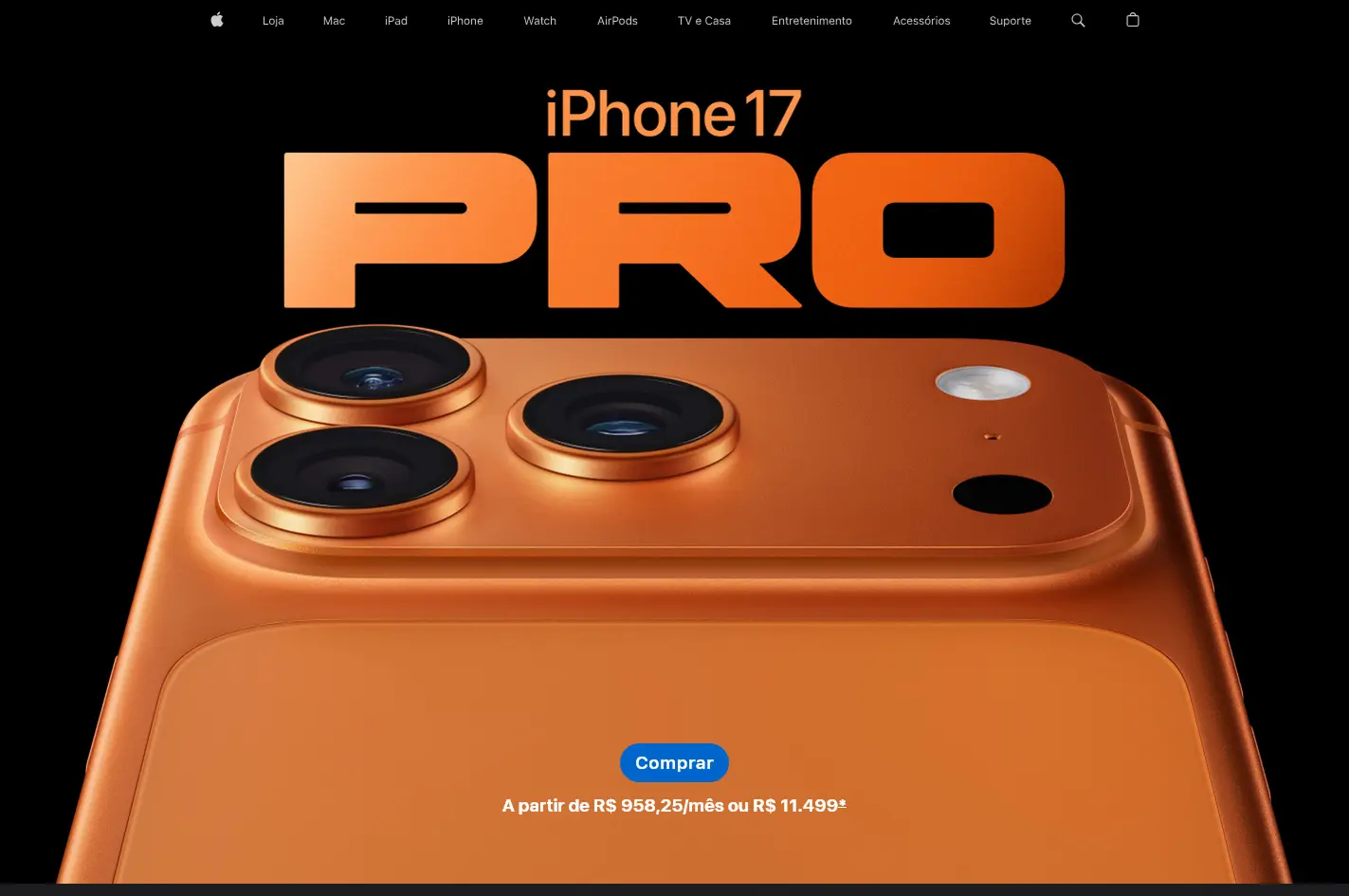 Página de Divulgação do Apple iPhone 17 Pro